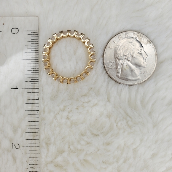 ❤️ 14K Yellow Gold Eternity Band with CZ - Picture 2 of 5